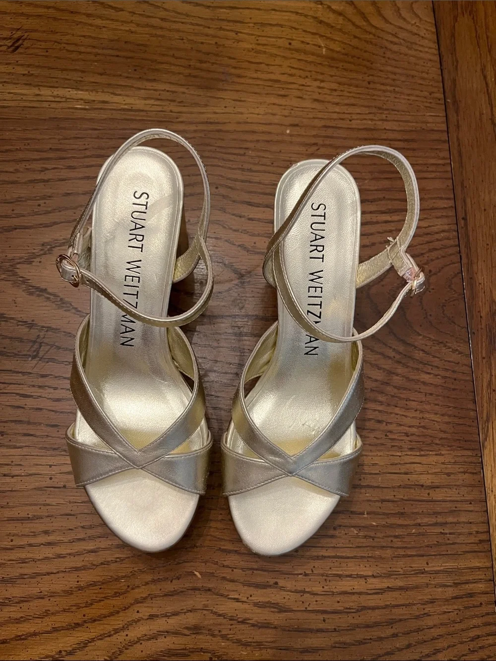 Stuart Weitzman crisscrossing vamp